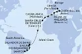 Genoa,Civitavecchia,Palma de Mallorca,Casablanca,Santa Cruz de Tenerife,Salvador,Ilheus,Rio de Janeiro,Santos