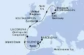 Kiel,Copenhagen,Southampton,La Coruna,Valencia,Barcelona
