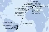 Barcelona,Cannes,Genoa,Civitavecchia,Palma de Mallorca,Casablanca,Santa Cruz de Tenerife,Salvador,Ilheus,Rio de Janeiro