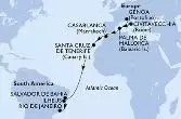 Genoa,Civitavecchia,Palma de Mallorca,Casablanca,Santa Cruz de Tenerife,Salvador,Ilheus,Rio de Janeiro