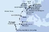 Southampton,Hamburg,Zeebrugge,Rotterdam,Le Havre,La Coruna,Cadiz,Casablanca,Funchal,Las Palmas de G.Canaria
