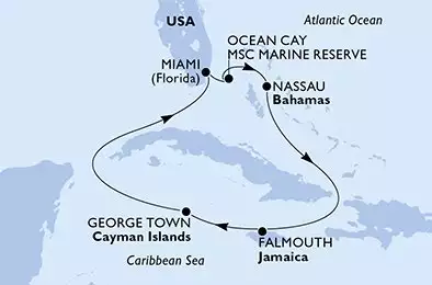 MSC SEASCAPE - útvonalterv 7 éjszaka indulás Miami United States kelt 27/07/2025 - United States,Bahamas,Jamaica,Cayman Islands