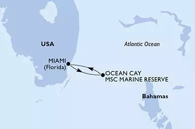 MSC SEASIDE - útvonalterv 3 éjszaka indulás Miami United States kelt 02/01/2026 - Miami,Ocean Cay,Miami