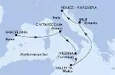 Barcelona,Civitavecchia,Messina,Valletta,Split,Venice-Marghera