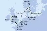 Southampton,Le Havre,Zeebrugge,Copenhagen,Oslo,Hamburg