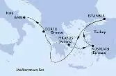 Piraeus,Kusadasi,Istanbul,Corfu,Bari