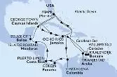 Miami,George Town,Ocho Rios,Willemstad,Kralendijk,Oranjestad,Miami,Ocho Rios,Cartagena,Colon,Puerto Limon,Isla de Roatan,Belize City,Miami