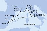 Barcelona,Marseille,Genoa,Livorno,Civitavecchia,Valencia,Barcelona