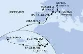 Livorno,Genoa,Marseille,Barcelona,Gibraltar,St John s,Philipsburg,Basseterre,La Romana