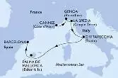 Cannes,Genoa,La Spezia,Civitavecchia,Palma de Mallorca,Barcelona