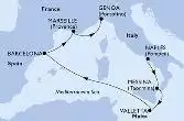 Naples,Messina,Valletta,Barcelona,Marseille,Genoa
