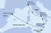 Genoa,Naples,Messina,Valletta,Barcelona