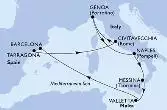 Tarragona,Civitavecchia,Genoa,Naples,Messina,Valletta,Barcelona