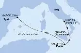 Naples,Messina,Valletta,Barcelona
