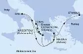 Piraeus,Katakolon,Corfu,Cefalonia,Bari,Piraeus,Istanbul