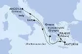 Bari,Piraeus,Santorini,Katakolon,Ancona