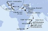 Durban,La Possession,Port Louis,Antsiranana,Nosy Be,Port Victoria,Aqaba,Sharm El-Sheikh,Suez Canal South,Suez Canal North,Rhodes,Heraklion,Split,Venice-Marghera,Kotor,Brindisi,Split,Venice-Marghera