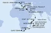 Cape Town,Durban,La Possession,Port Louis,Antsiranana,Nosy Be,Port Victoria,Aqaba,Sharm El-Sheikh,Suez Canal South,Suez Canal North,Rhodes,Heraklion,Split,Venice-Marghera