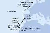 Southampton,Lisbon,Funchal,Las Palmas de G.Canaria,Santa Cruz de Tenerife