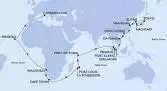 Tokyo,Tokyo,Nagasaki,Busan,Shanghai,Hong Kong,Da Nang,Singapore,Port Klang,Penang,Port Victoria,Port Louis,Port Louis,La Possession,Cape Town,Cape Town,Walvis Bay,Mindelo,Civitavecchia