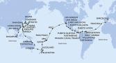 Barcelona,Funchal,Bridgetown,Saint George,Willemstad,Cartagena,Puerto Limon,CTB-Panama Canal,BLB-Panam Canal,Puntarenas,Puerto Quetzal,Puerto Vallarta,Cabo San Lucas,San Diego,Los Angeles,Los Angeles,Hilo,Pago Pago,Apia,Suva,Auckland,Auckland,Wellington,Sydney,Sydney,Townsville,Cairns,Manila,Manila,Keelung,Ishigaki,Naha,Tokyo,Tokyo,Nagasaki,Busan,Shanghai,Hong Kong,Da Nang,Singapore