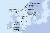 Southampton,Kirkwall,Skjolden,Nordfjordeid,Sandnes,Southampton