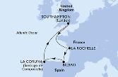 Southampton,La Rochelle,Bilbao,La Coruna,Southampton