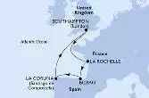 Southampton,La Rochelle,Bilbao,La Coruna,Southampton