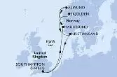 Southampton,Haugesund,Alesund,Skjolden,Kristiansand,Southampton