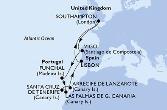 Southampton,Vigo,Funchal,Las Palmas de G.Canaria,Santa Cruz de Tenerife,Arrecife de Lanzarote,Lisbon,Southampton