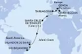 Civitavecchia,Genoa,Tarragona,Santa Cruz de Tenerife,Salvador,Rio de Janeiro