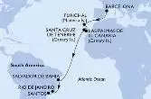 Barcelona,Funchal,Las Palmas de G.Canaria,Santa Cruz de Tenerife,Salvador,Rio de Janeiro,Santos