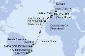 Santos,Rio de Janeiro,Salvador,Maceio,Santa Cruz de Tenerife,Casablanca,Gibraltar,Alicante,Barcelona