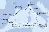 Tarragona,Marseille,Genoa,Civitavecchia,Palermo,Ibiza,Valencia