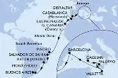 Cagliari,Palermo,Valletta,Barcelona,Gibraltar,Casablanca,Las Palmas de G.Canaria,Maceio,Salvador,Rio de Janeiro,Montevideo,Buenos Aires