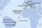 Naples,Civitavecchia,Genoa,Tarragona,Santa Cruz de Tenerife,Salvador,Rio de Janeiro