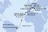 Civitavecchia,Genoa,Marseille,Tarragona,Casablanca,Santa Cruz de Tenerife,Salvador