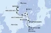 Warnemunde,Haugesund,Bergen,Kristiansand,Oslo,Copenhagen,Warnemunde