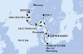 Copenhagen,Warnemunde,Haugesund,Bergen,Kristiansand,Oslo,Copenhagen