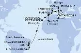 Venice-Marghera,Civitavecchia,Barcelona,Malaga,Tangier,Santa Cruz de Tenerife,Salvador,Ilheus,Rio de Janeiro