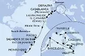 Marseille,Livorno,Cagliari,Palermo,Valletta,Barcelona,Gibraltar,Casablanca,Las Palmas de G.Canaria,Maceio,Salvador,Rio de Janeiro,Montevideo
