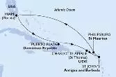 Miami,Puerto Plata,Charlotte Amalie,St John s,Philipsburg,Miami