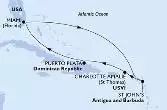 Miami,St John s,Charlotte Amalie,Puerto Plata,Miami