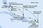 Miami,Philipsburg,Basseterre,Charlotte Amalie,Puerto Plata,Miami,Grand Turk Island,Puerto Plata,Ocean Cay,Nassau,Miami