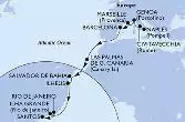 Naples,Civitavecchia,Genoa,Marseille,Barcelona,Las Palmas de G.Canaria,Salvador,Ilheus,Ilha Grande,Rio de Janeiro,Santos
