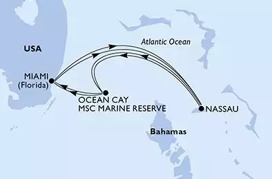 MSC SEASIDE - útvonalterv 7 éjszaka indulás Miami United States kelt 30/11/2026 - Miami,Nassau,Ocean Cay,Miami,Nassau,Ocean Cay,Miami