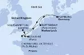 Southampton,Le Havre,Cherbourg,Rotterdam,Hamburg,Southampton
