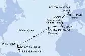 Fort de France,Pointe-a-Pitre,Philipsburg,Ponta Delgada,Lisbon,Vigo,Le Havre,Southampton