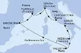 Naples,Messina,Valletta,Barcelona,Marseille,Genoa,Civitavecchia