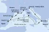 Venice-Marghera,Corfu,Civitavecchia,Valencia,Barcelona,Marseille,Genoa